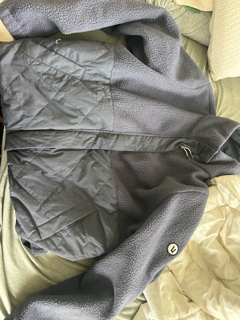 Vuori Navy blueGray Quilted Sherpa Jacket